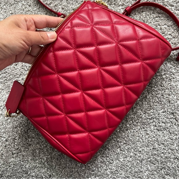 Coach quilted diamond crossbody bag NWT leather red color - Picture 5 of 12